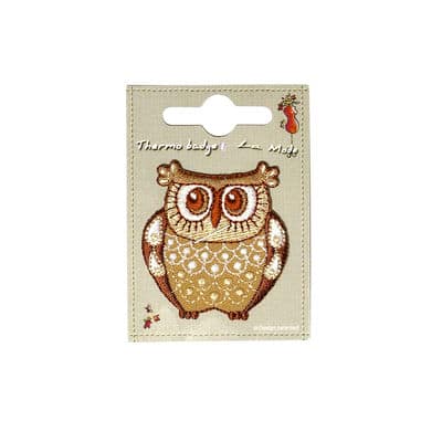 Iron-on patch owl - beige 