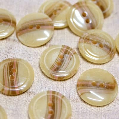 Round resin button - beige and brown