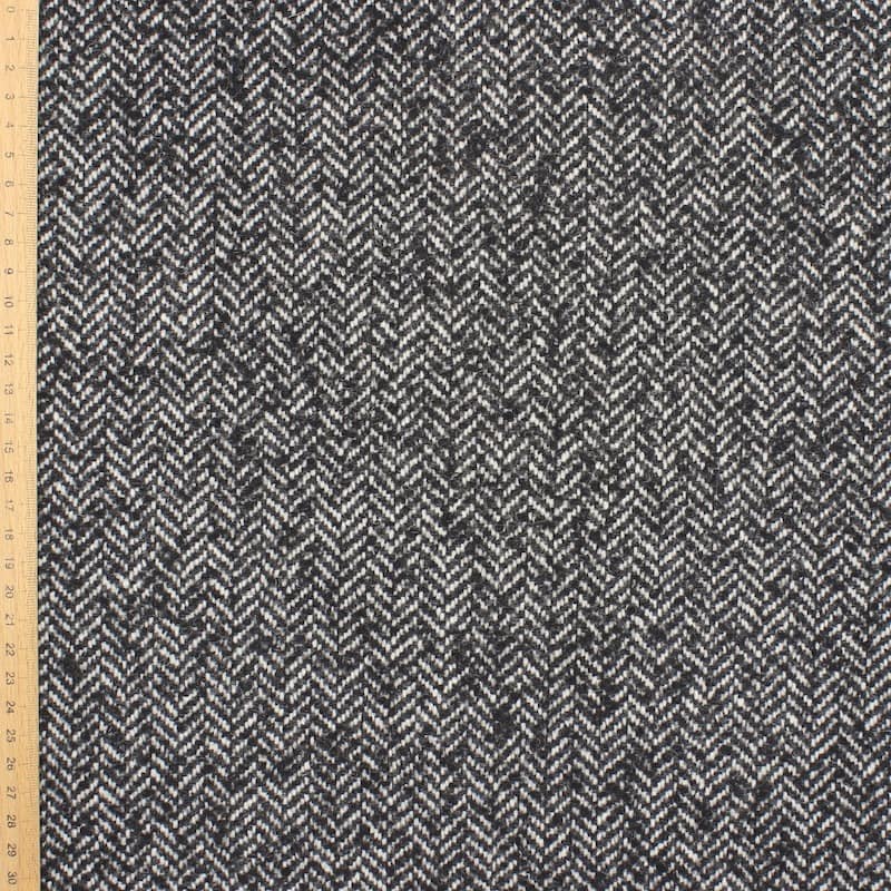 Wool with herrinbone pattern - black and white 