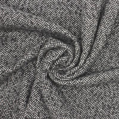 Tissu laine chevron - noir et blanc