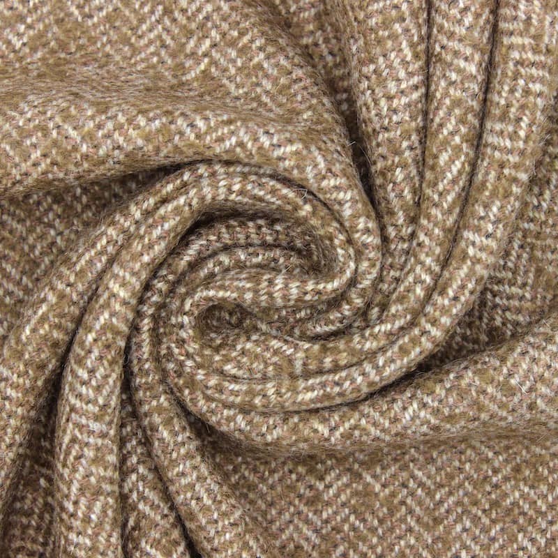 Tissu laine chevron - brun