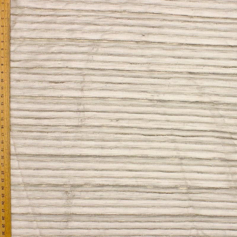 Pleated knit fabric with golden thread - beige