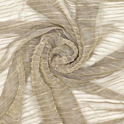 Pleated knit fabric with golden thread - beige