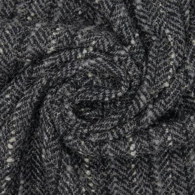 Wool fabric with herringbone pattern - grey