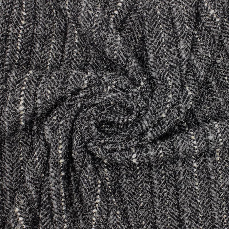 Tissu laine chevron - gris