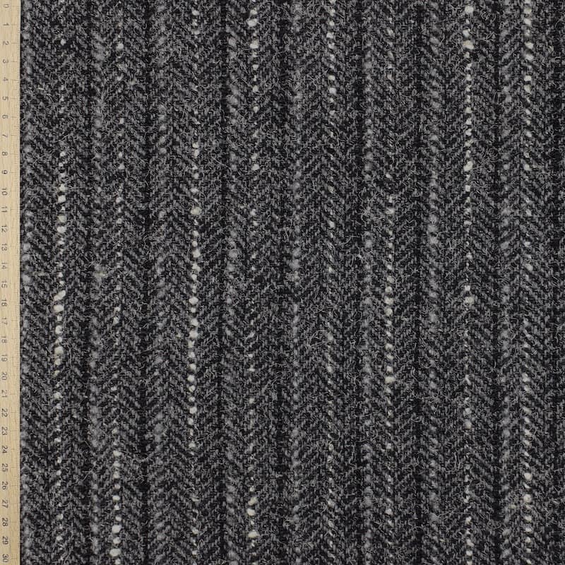 Wool fabric with herringbone pattern - grey