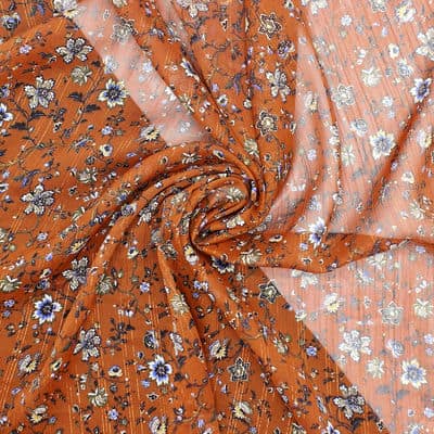Floral veil with lurex thread - rust-colored