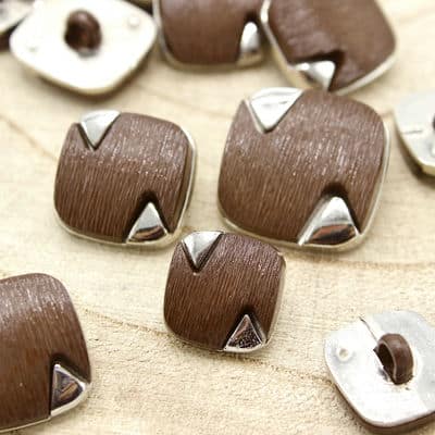 Vintage button - brown and silver