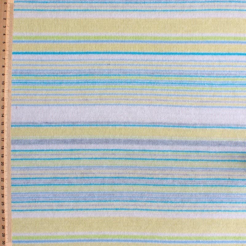 Blue, green, yellow and white lines knitwear