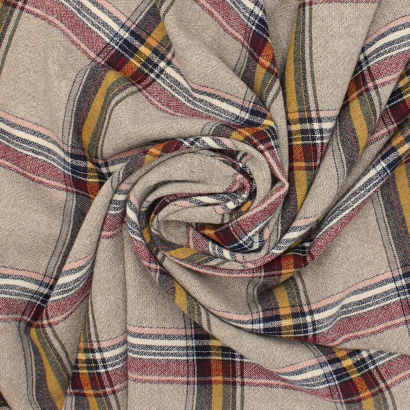 Tissu laine carreaux - multicolore