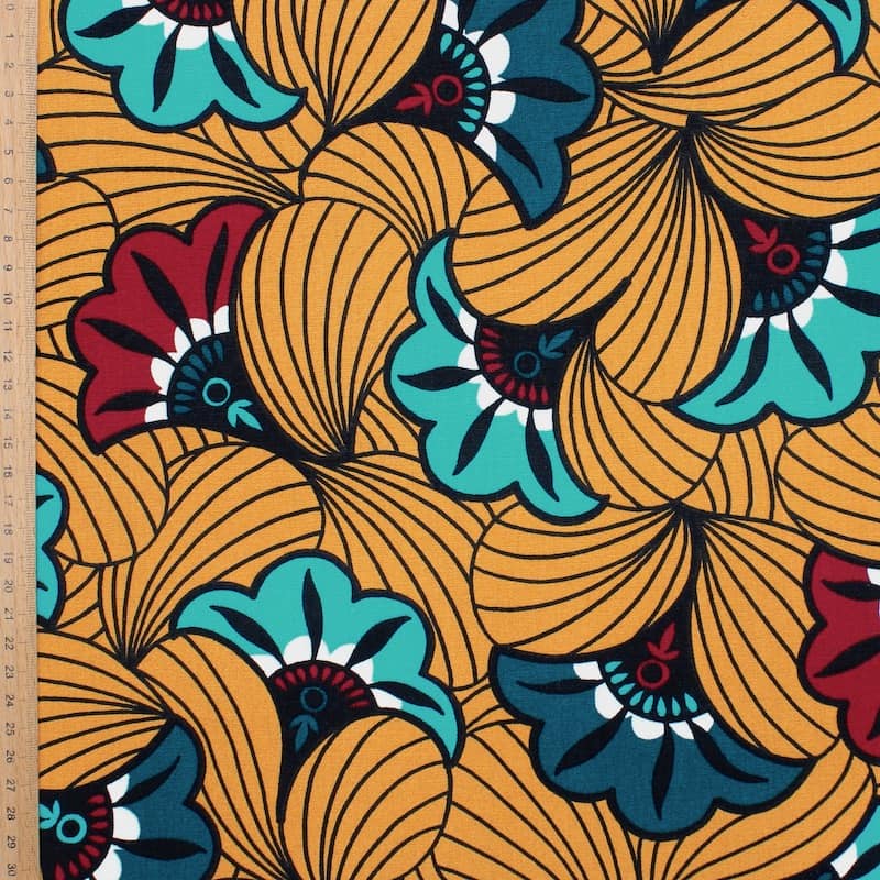 Cotton fabric with flowers - multicolor 