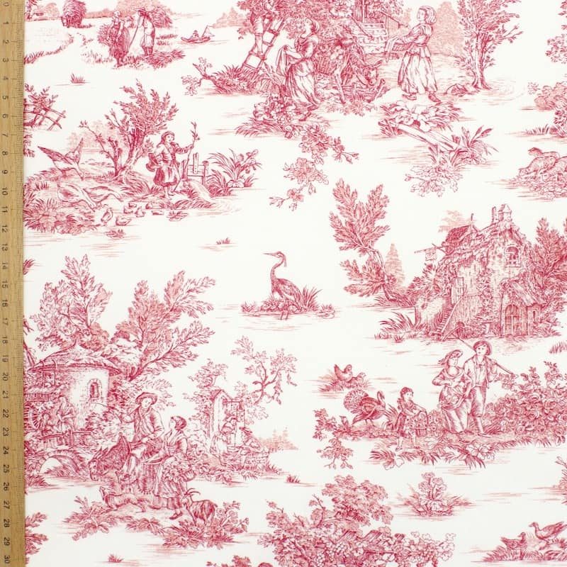 Reinforced printed cotton - raspberry pink