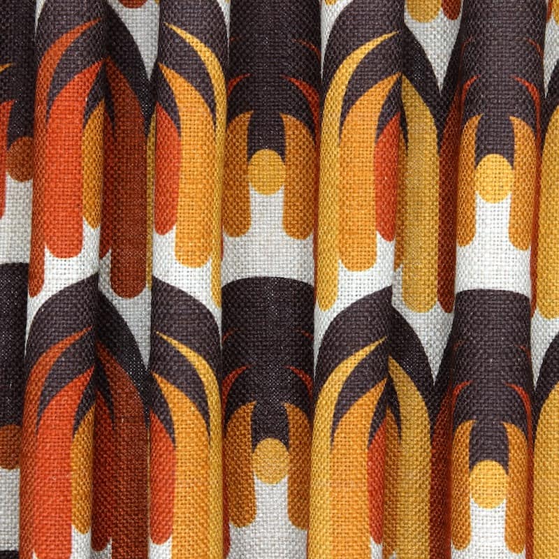 Fabric in viscose en linen with graphic print - brown