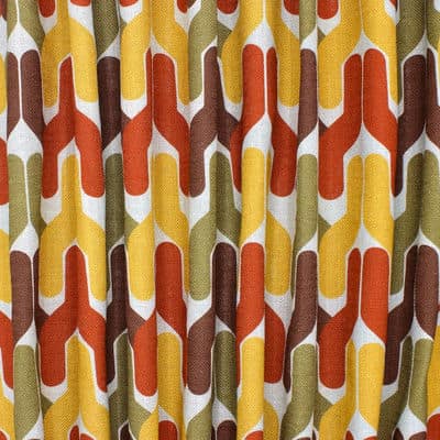 Fabric in viscose en linen with graphic print - multicolor