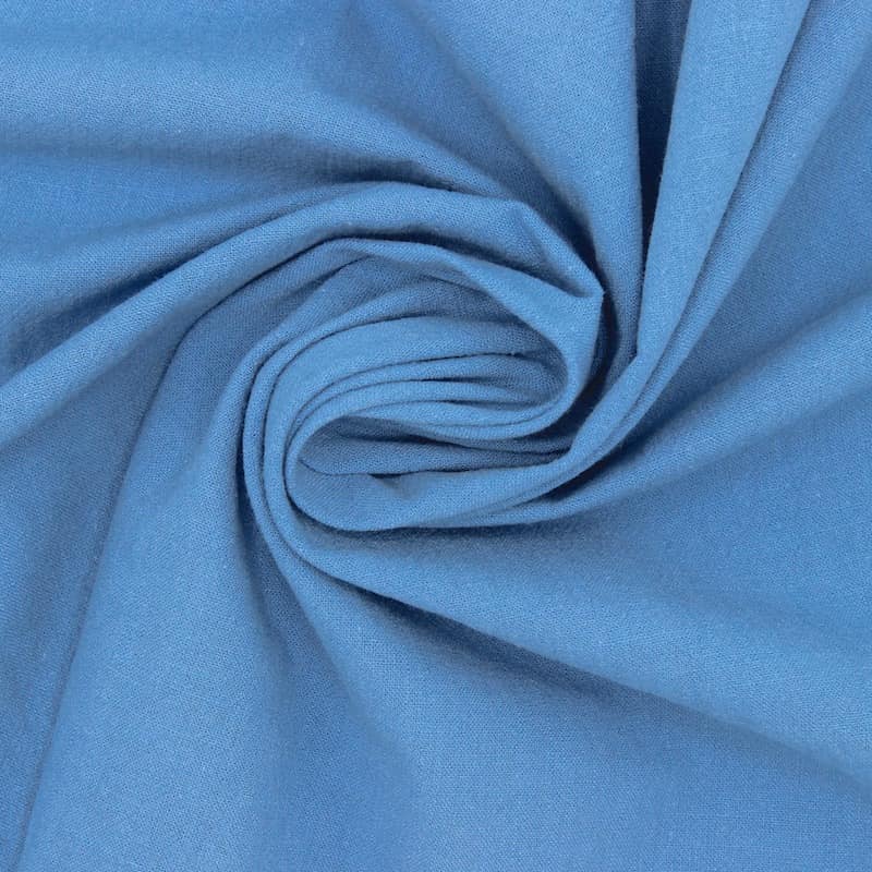 Tissu coton crushed - bleu barbeau