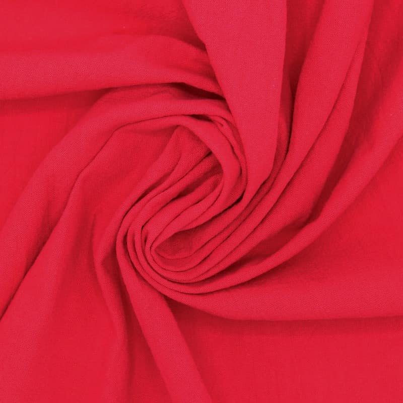 Tissu coton crushed - rouge