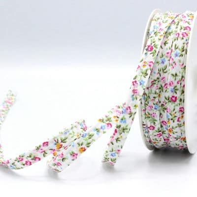 Piping cord with flowers - white / pink 