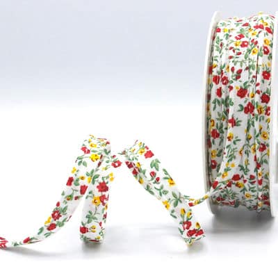 Piping cord with flowers - white / red