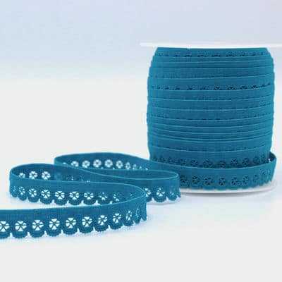 Platte lingerie elastiek 13mm - eendblauw