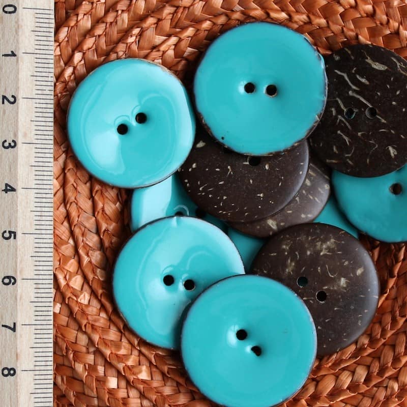 Turquoise blue coco button 3 cm