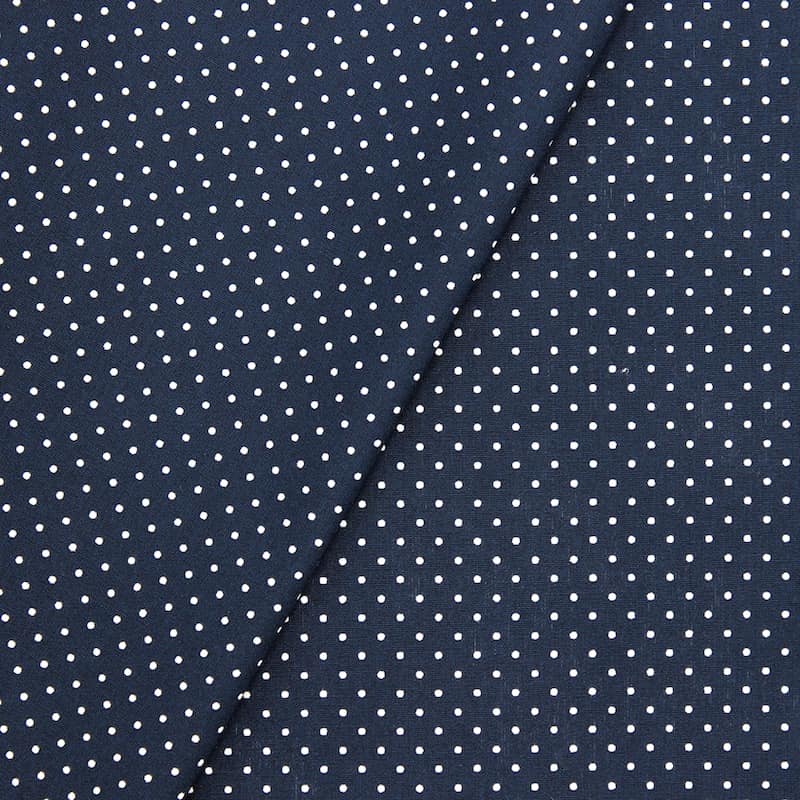 Coated cotton with dots - navy blue background