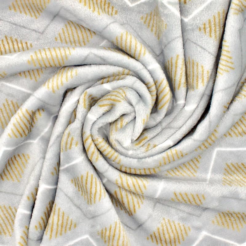 Minky velvet with geometric print - grey 