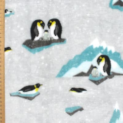 Velours Minkee pingouins - gris