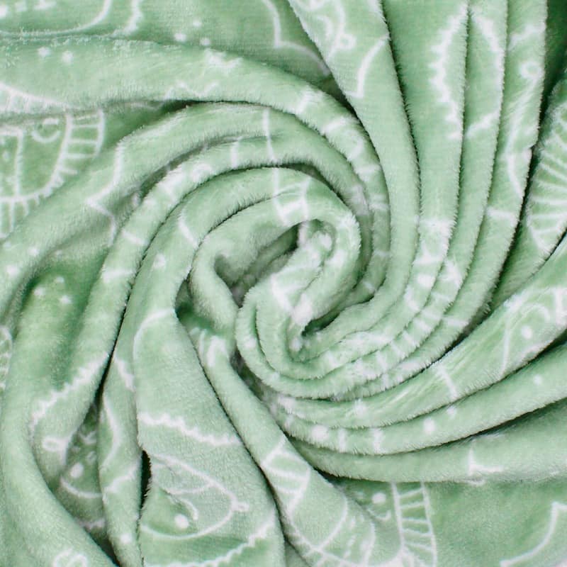Minky velvet with  lions - green