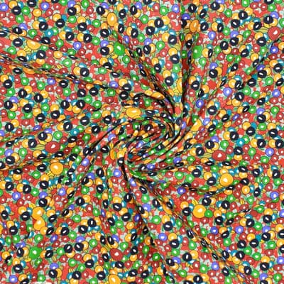Katoen popeline met bessen - kleurrijk