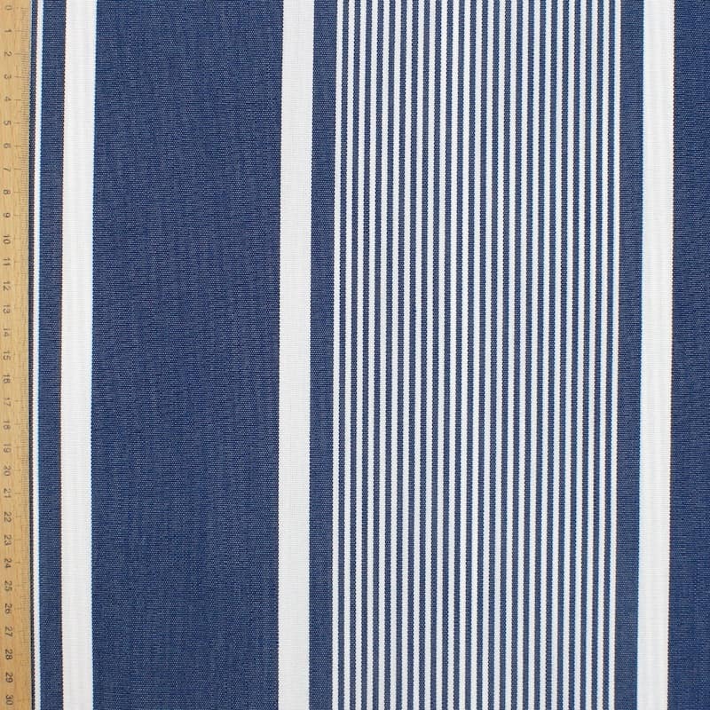 Striped outdoor fabric - navy blue