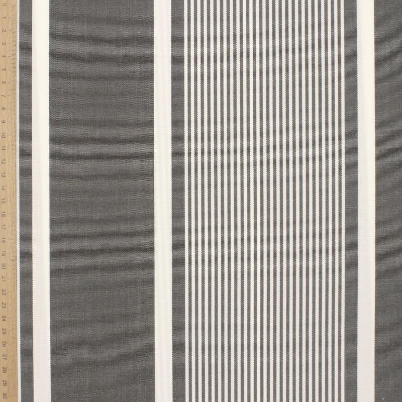 Striped outdoor fabric - storm grey