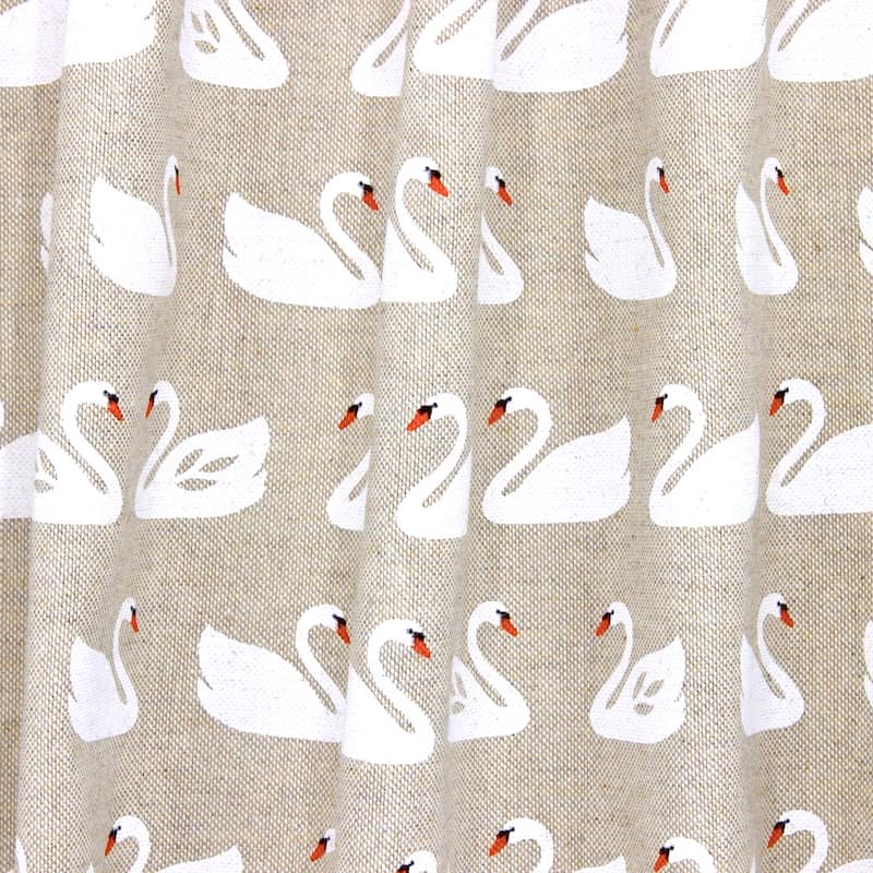 Upholstery fabric with swans - beige