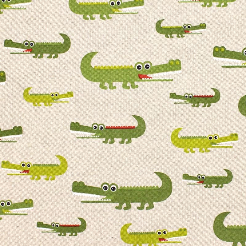 Upholstery fabric with crocodiles - beige