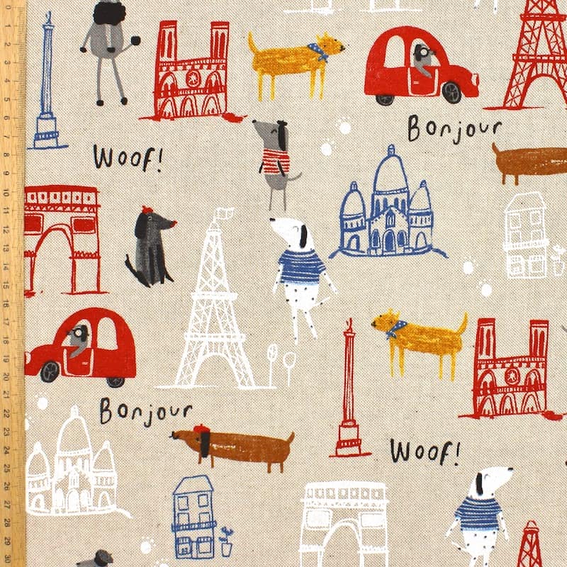 Upholstery fabric with Paris - beige