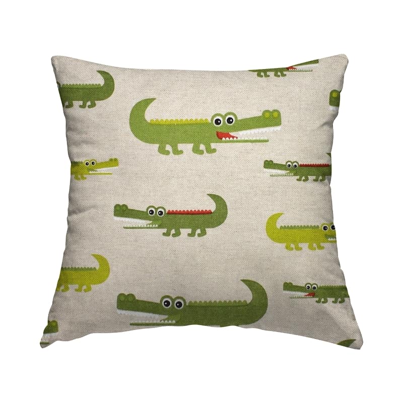 Upholstery fabric with crocodiles - beige