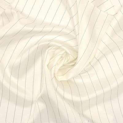Striped satinised lining fabric - off-white