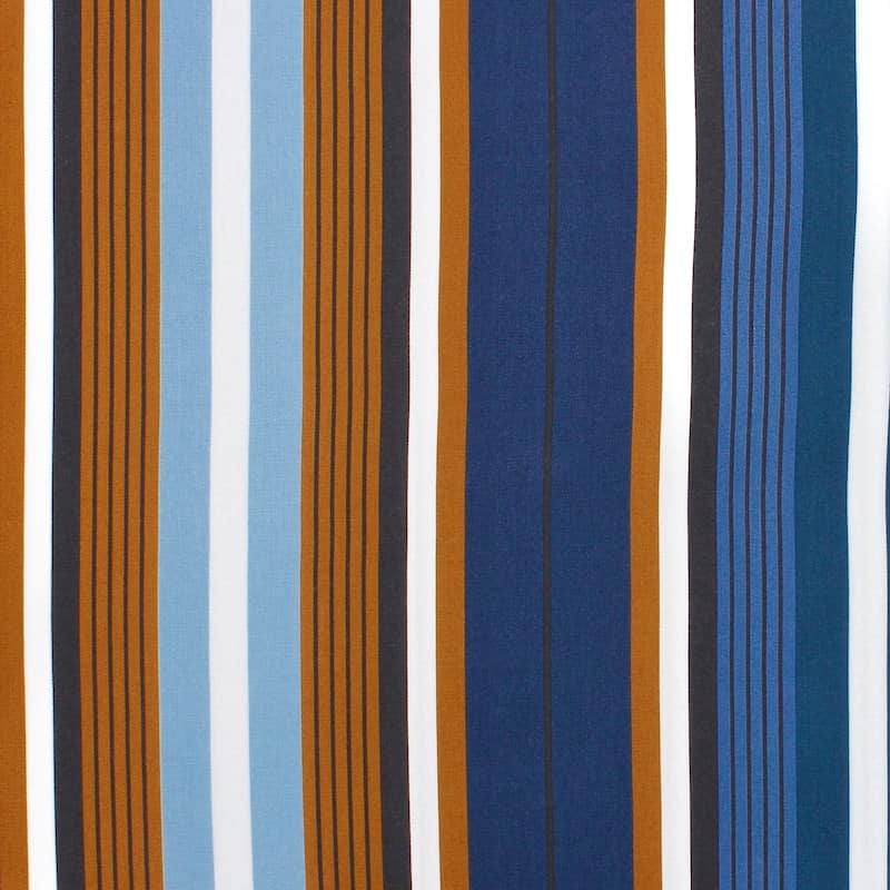 Striped viscose twill fabric - blue and brown
