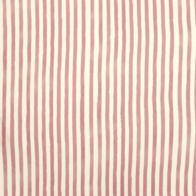 Tissu polyester rayures - vieux rose