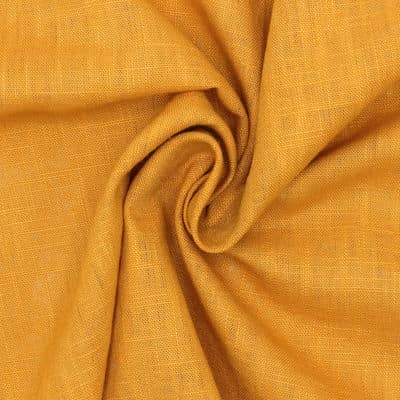Plain fabric 100% linen - mustard yellow