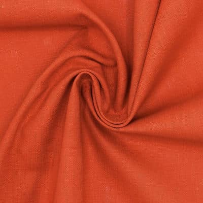 Plain fabric 100% linen - rust-colored