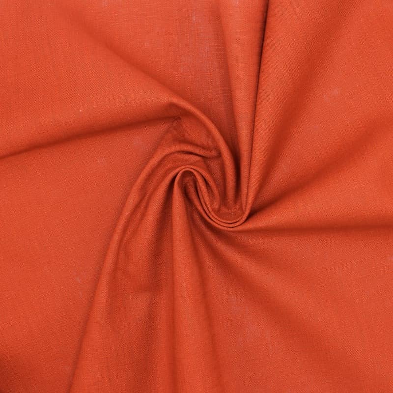 Plain fabric 100% linen - rust-colored