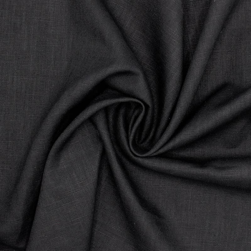 Plain fabric 100% linen - black