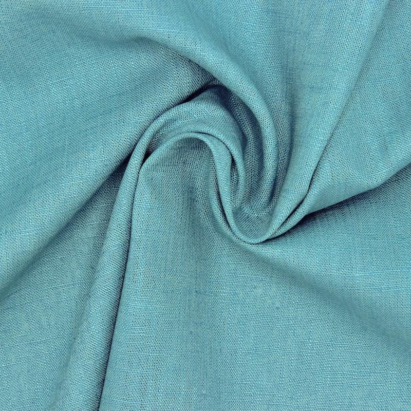 Plain fabric 100% linen - turquoise 