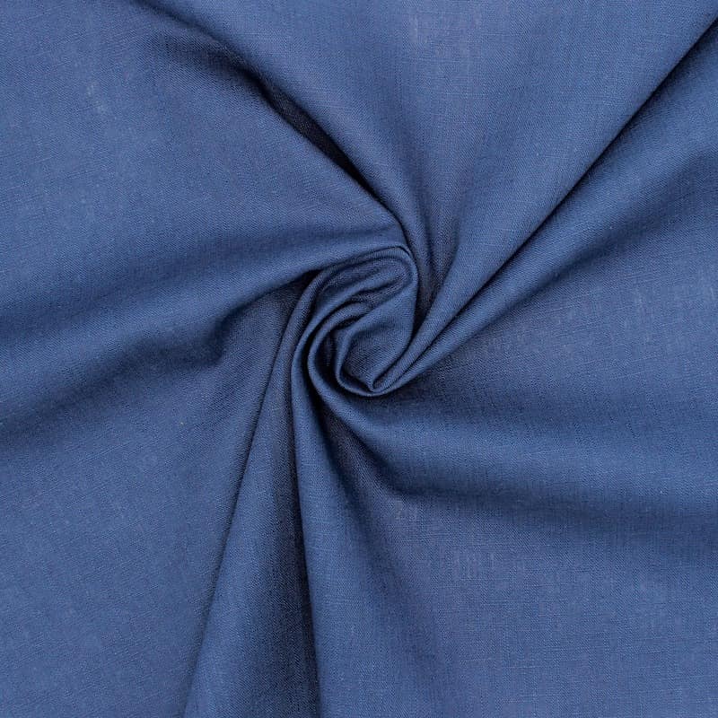 Plain fabric 100% linen - blue