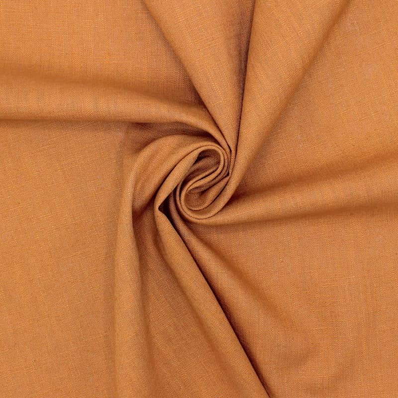 Plain fabric 100% linen - camel 