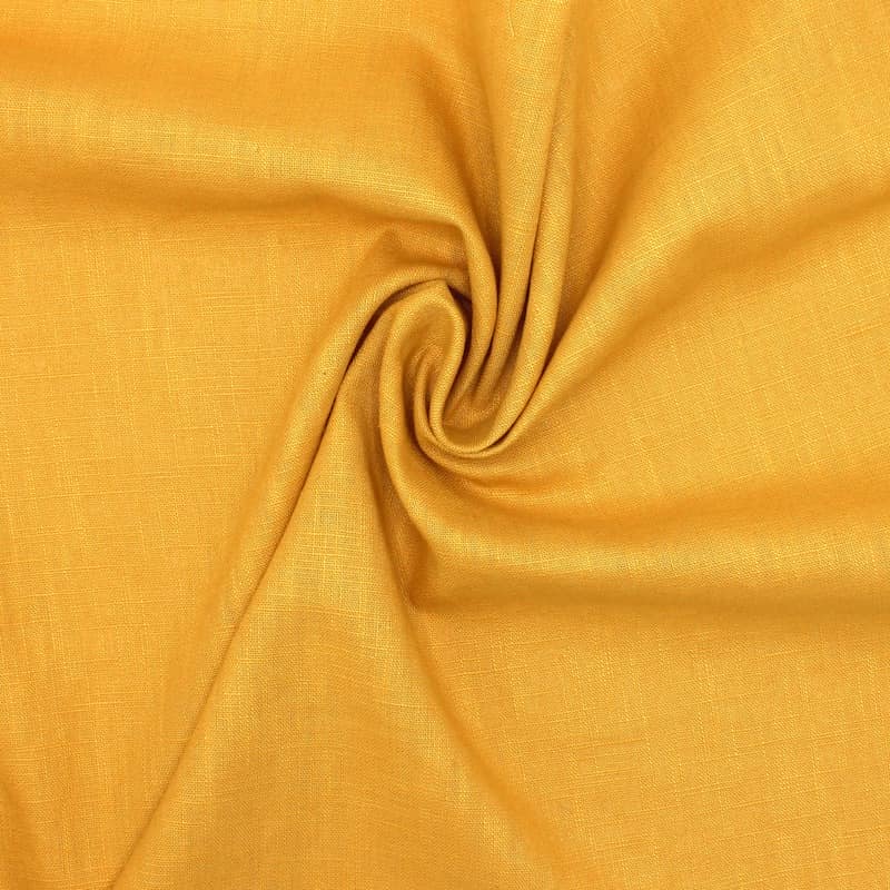 Plain fabric 100% linen - ochre