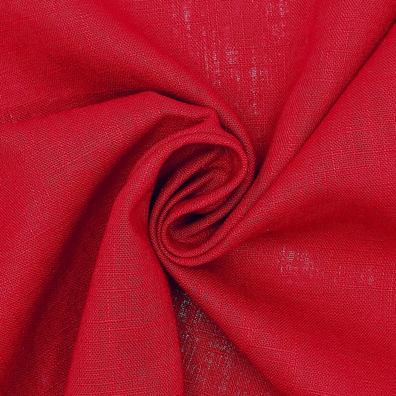 Plain fabric 100% linen - red