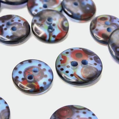 Button with patterns - blue
