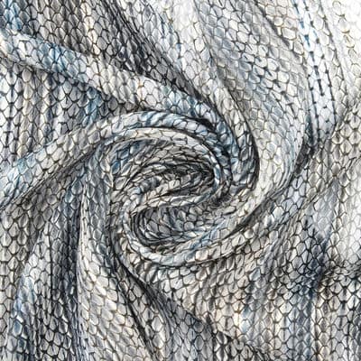 Satin jacquard veil with silver thread - grey