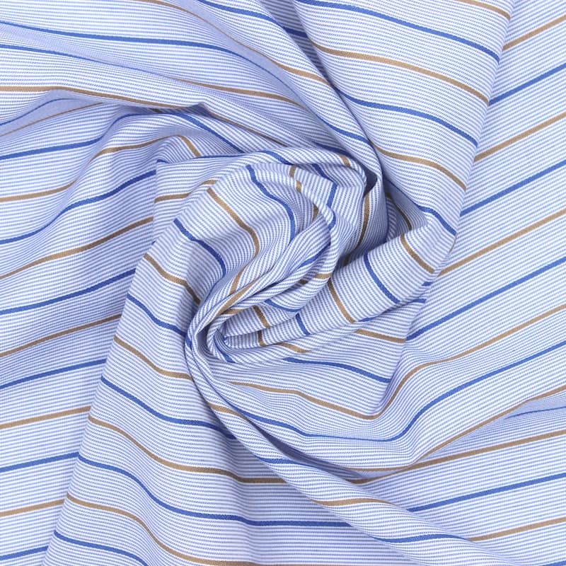 Striped fabric - blue and beige 